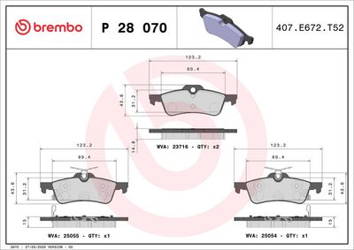 BREMBO BRAKE PAD FOR HONDA, REAR