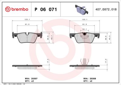 BREMBO BRAKE PAD FOR BMW/BMW (BRILLIANCE), REAR