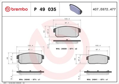 BREMBO BRAKE PAD FOR MAZDA/NISSAN (DFAC), REAR