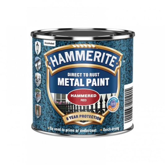 HAMMERITE DIRECT TO RUST METAL PAINT HAMMERED RED 250ML