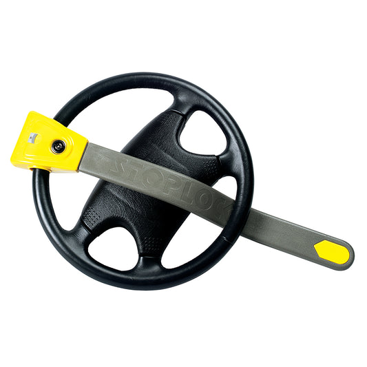 STOPLOCK ORIGINAL ANTI-THEFT KEY LOCK STEERING WHEEL LOCK - ANTI-THEFT SECURITY DETERRENCE DEVICE FOR CARS AND OTHER VEHICLES, YELLOW