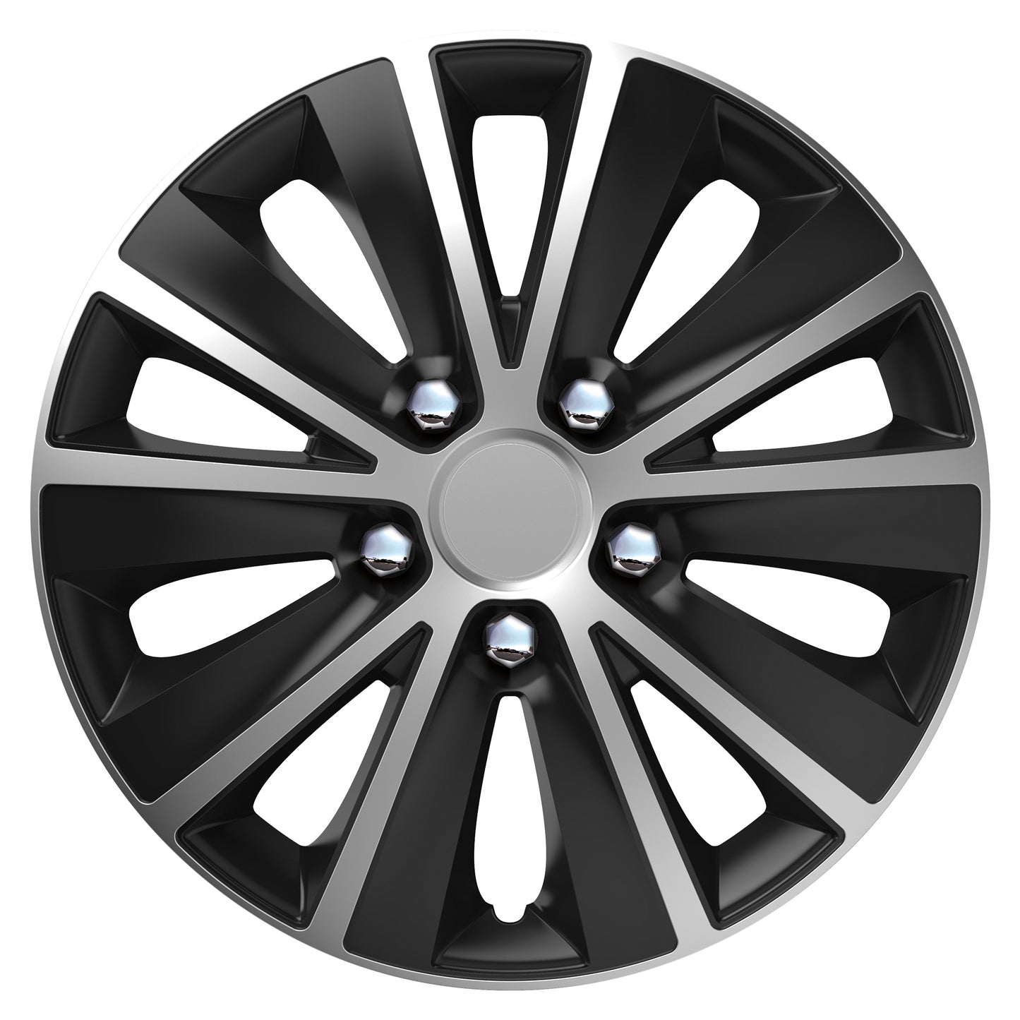 VERSACO RAPIDENC BLACK/SILVER 15″ WHEEL TRIMS - SET OF 4