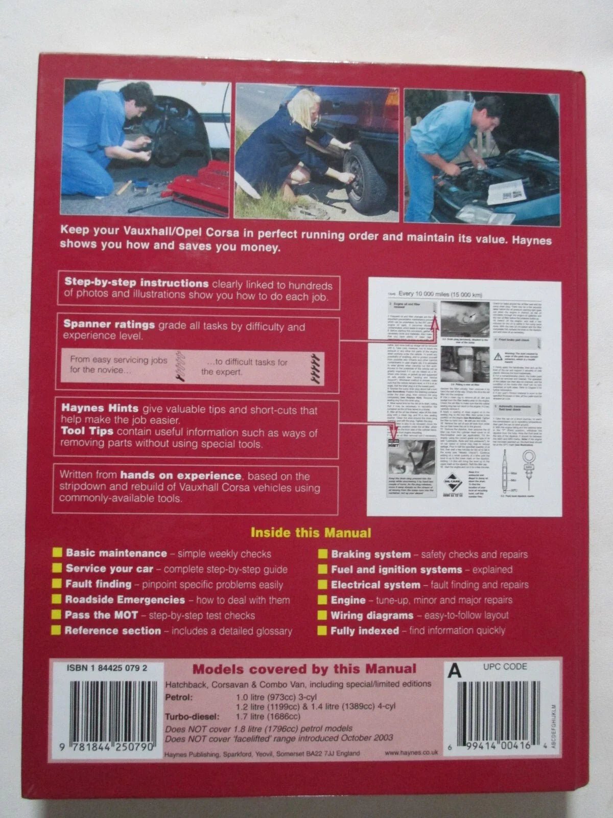 HAYNES VAUXHALL/OPEL CORA OCT 2000 TO SEPT 2003 SERVICE AND REPAIR MANUAL