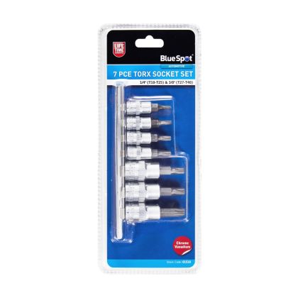 BLUE SPOT TOOLS 7 PCE 1/4" (T10-T25) & 3/8" TORX SOCKET SET (T27-T40)