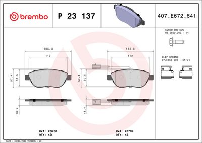 BREMBO BRAKE PAD FOR ABARTH/FIAT/OPEL/VAUXHALL, FRONT