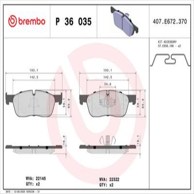 BREMBO BRAKE PAD FOR JAGUAR/JAGUAR (CHERY)/LAND ROVER, FRONT