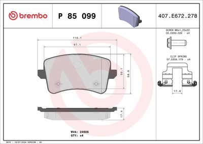 BREMBO BRAKE PAD FOR AUDI,  REAR