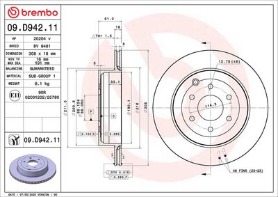 BREMBO BRAKE DISC FOR MERCEDES-BENZ/NISSAN, DIAMETER 308, REAR