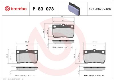 BREMBO BRAKE PAD FOR LEXUS/TOYOTA/TOYOTA (FAW),  REAR