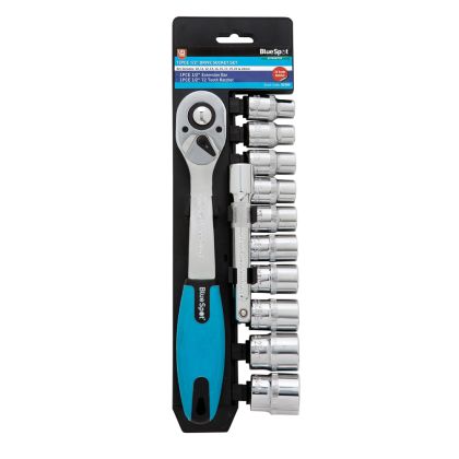 BLUE SPOT TOOLS 12 PCE 1/2" METRIC RATCHET & SOCKET SET (10-24MM) - 01500
