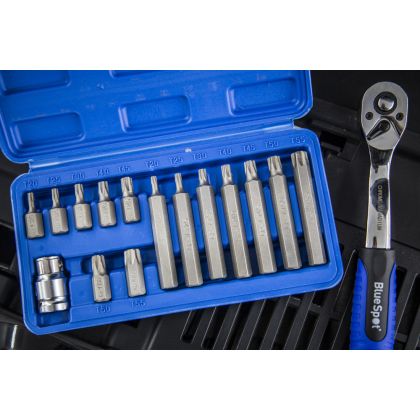 BLUE SPOT TOOLS 15 PCE 1/2" TORX BIT SET (T20-T55)