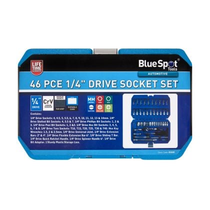 BLUE SPOT TOOLS 46 PCE 1/4" METRIC SOCKET SET (4-14MM)
