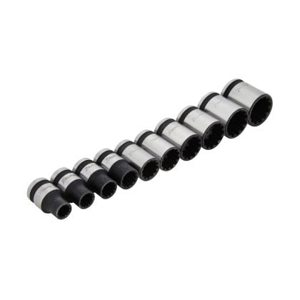 BLUE SPOT TOOLS 10 PCE 3/8" METRIC & SAE SPLINE SOCKETS (7-18MM)(9/32"-23/32")
