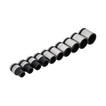 BLUE SPOT TOOLS 10 PCE 3/8" METRIC & SAE SPLINE SOCKETS (7-18MM)(9/32"-23/32")