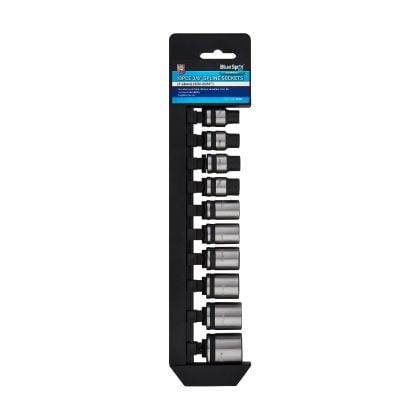 BLUE SPOT TOOLS 10 PCE 3/8" METRIC & SAE SPLINE SOCKETS (7-18MM)(9/32"-23/32")
