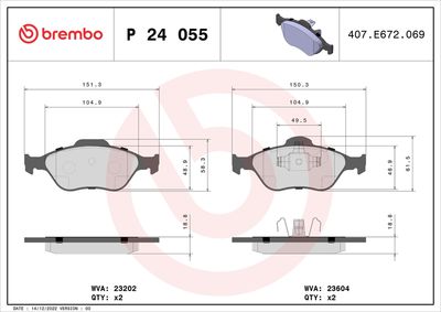 BREMBO BRAKE PAD FOR FORD/FORD AUSTRALIA/FORD USA/MAZDA, FRONT