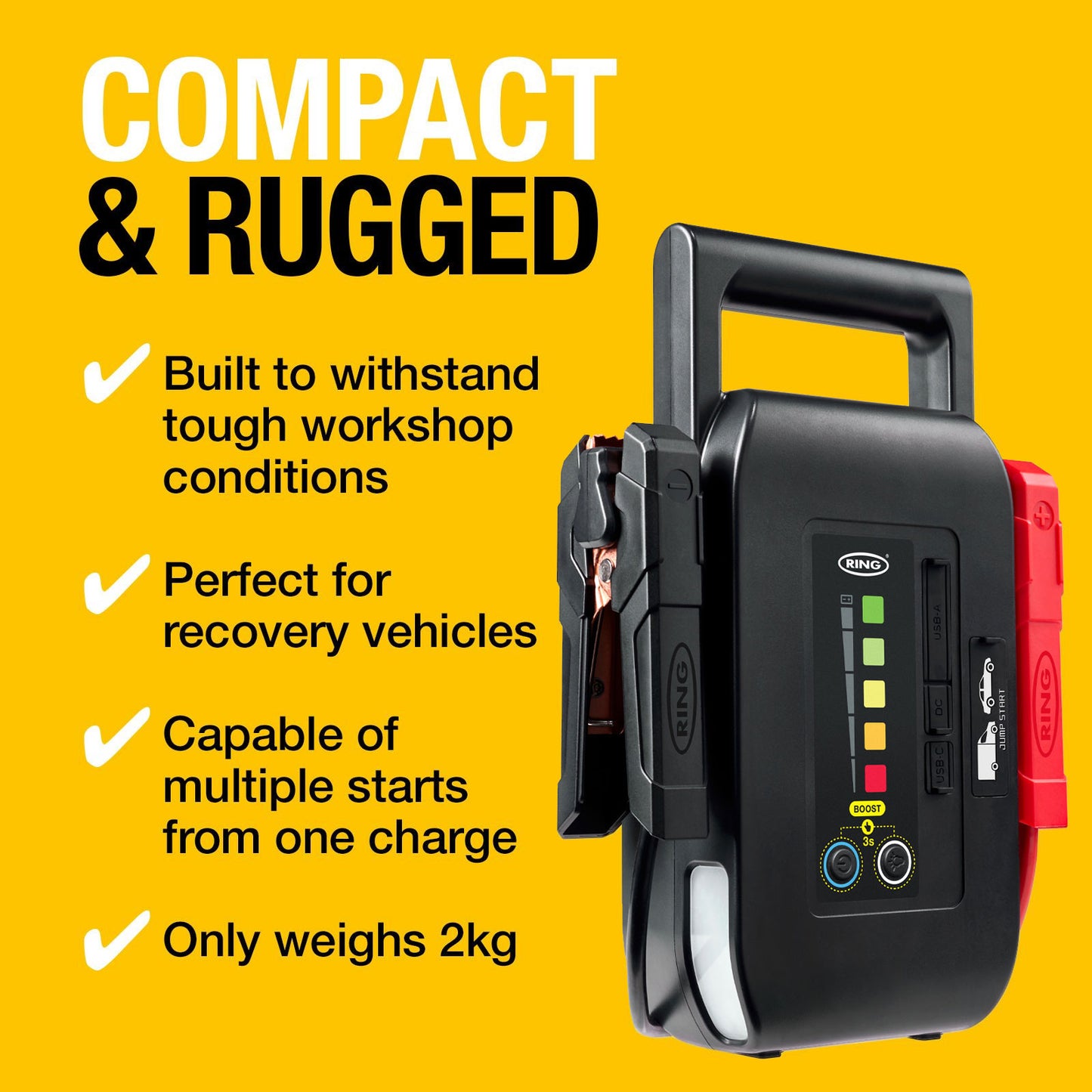 RING JUMPSTART PRO 1000 PROFESSIONAL JUMP STARTER (START ALL 12V VEHICLES UP TO 10L WITH BOOST)