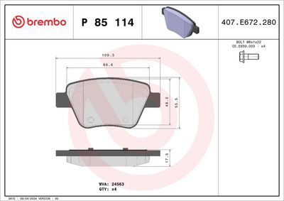 BREMBO BRAKE PAD FOR AUDI/SEAT/SKODA/SKODA (SVW)/VW/VW (FAW),  REAR