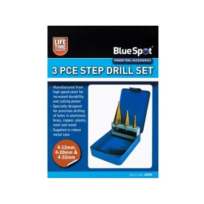 BLUE SPOT TOOLS 3 PCE HSS STEP DRILL SET (4-32MM)