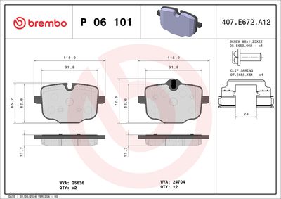 BREMBO BRAKE PAD FOR ALPINA/BMW/BMW (BRILLIANCE), REAR