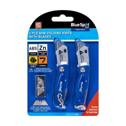 BLUE SPOT TOOLS 2 PCE MINI FOLDING KNIVES WITH BLADES