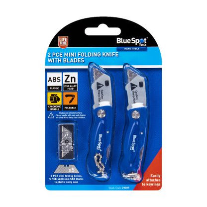 BLUE SPOT TOOLS 2 PCE MINI FOLDING KNIVES WITH BLADES