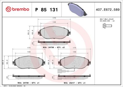 BREMBO BRAKE PAD FOR AUDI (FAW)/SEAT/SKODA (SVW)/VW/VW (FAW)/VW (SVW),  FRONT