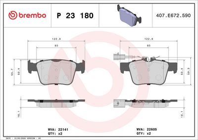 BREMBO BRAKE PAD FOR ALFA ROMEO/MASERATI,  REAR