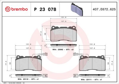 BREMBO BRAKE PAD FOR ALFA ROMEO/LANCIA/RENAULT/VOLVO, FRONT