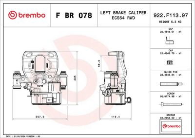BREMBO BRAKE CALIPER LCV DIAMETER 54