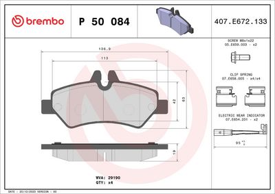 BREMBO BRAKE PAD FOR FREIGHTLINER/MERCEDES-BENZ/MERCEDES-BENZ (FJDA)/VW,  REAR