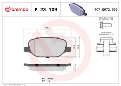 BREMBO BRAKE PAD FOR ALFA ROMEO/LANCIA, REAR