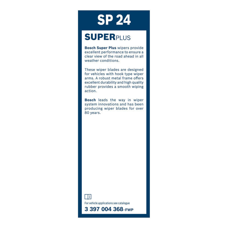 BOSCH WIPER - SUPERPLUS STD BLADE 600 for Ford KA - 1.2 - 08-16 etc
