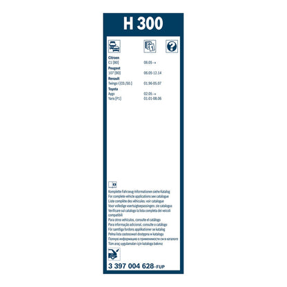 BOSCH WIPER - SUPERPLUS PLASTIC BLADE REAR 300 for Peugeot 107 - 1.0 - 05-14 etc