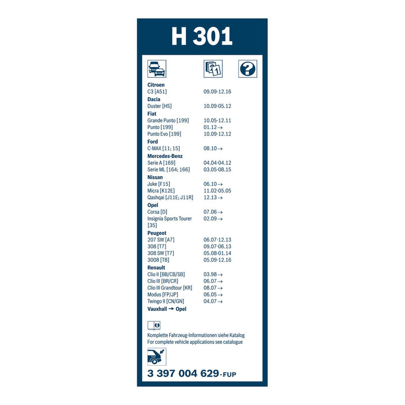 BOSCH WIPER - SUPERPLUS PLASTIC BLADE REAR 300 for Vauxhall Corsa - 1.2 - 09-14 etc