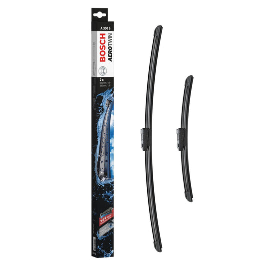 BOSCH WIPER - AEROTWIN FLAT BLADE SET 600/340 for Fiat 500 - 1.2 - 07- etc