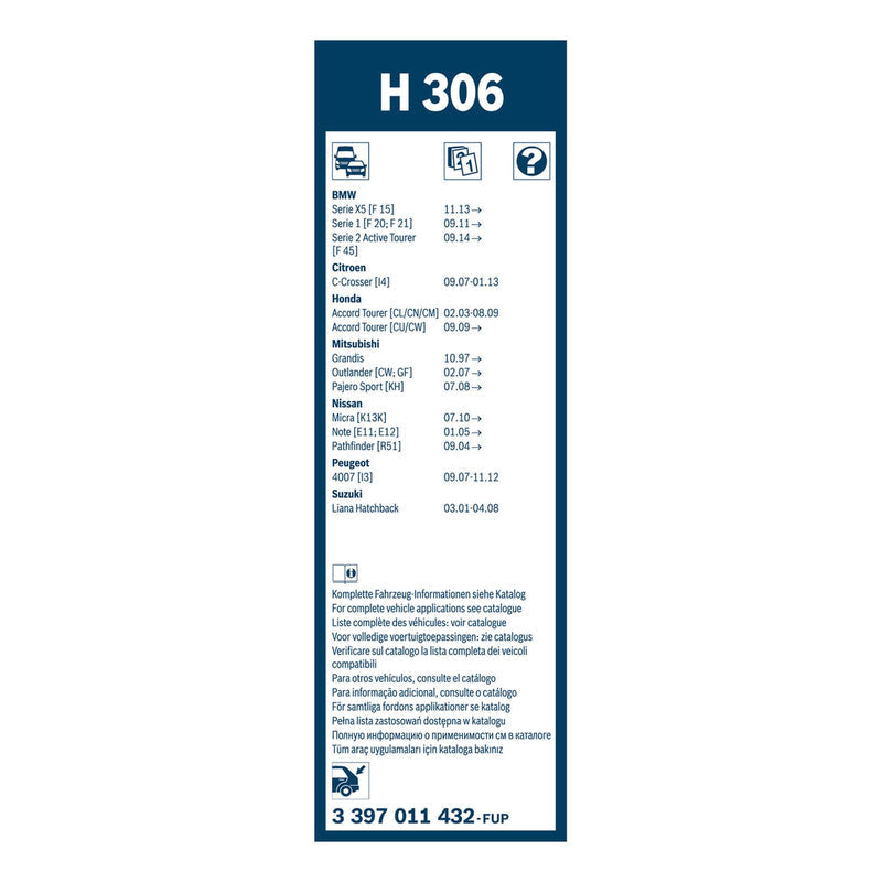 BOSCH WIPER - SUPERPLUS PLASTIC BLADE REAR 300 for Nissan Micra - 1.2 - 10- etc