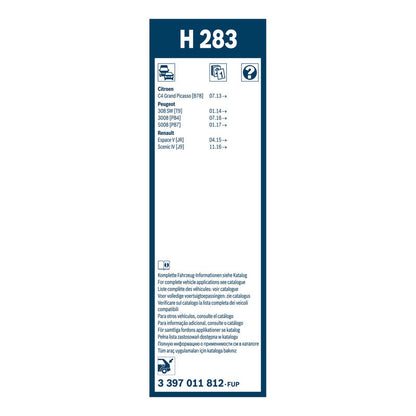 BOSCH WIPER - SUPERPLUS PLASTIC BLADE REAR 280 for Peugeot 3008 PureTech 130,THP - 1.2 - 16- etc