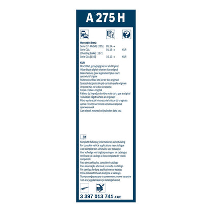 BOSCH WIPER - AEROTWIN FLAT BLADE REAR 265 for Mercedes-Benz GLA 200 CDi - 2.2 - 13-19 etc