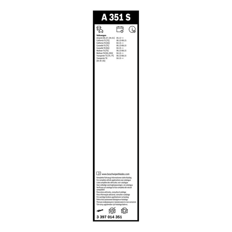 BOSCH WIPER - AEROTWIN FLAT BLADE SET 600/600 for VW Transporter TDi - 2.0 - 15-24 etc