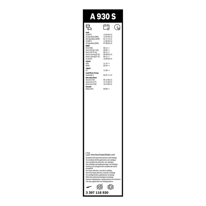 BOSCH WIPER - AEROTWIN FLAT BLADE SET 600/475 for Mercedes-Benz A A180 CDi,CDi BlueEFFICIENCY - 1.5 - 12-18 etc