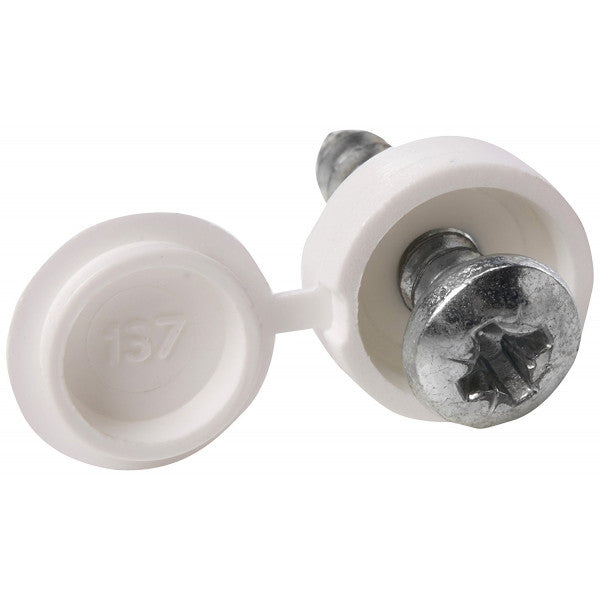 PEARL PNP145R NUMBER PLATE CAP & SCREW (WHITE)