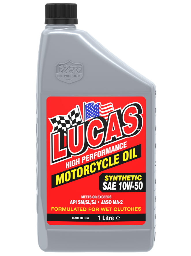 LUCAS OIL SYNTHETIC SAE 10W-50 HIGH PERFORMANCE MOTORCYCLE OIL - 1L