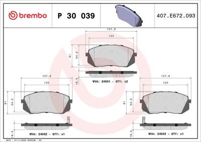 BREMBO BRAKE PAD FOR HYUNDAI/HYUNDAI (BEIJING)/JAC/KIA/KIA (DYK)/NAZA, FRONT