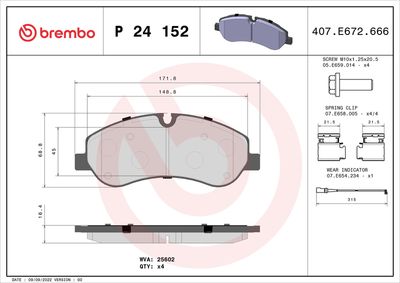 BREMBO BRAKE PAD FOR FORD/FORD AUSTRALIA, FRONT P24152