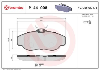 BREMBO BRAKE PAD FOR LAND ROVER - FRONT P44008