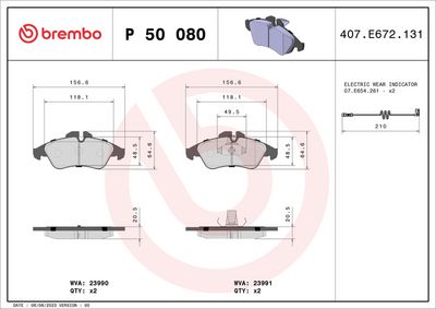 BREMBO BRAKE PAD FOR DODGE/MERCEDES-BENZ/VW,  FRONT