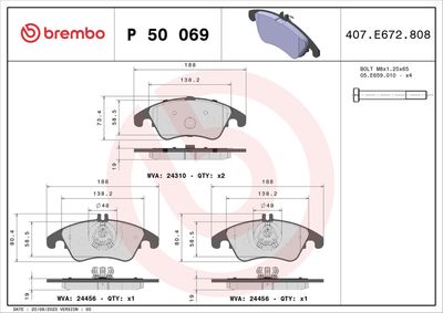 BREMBO BRAKE PAD FOR MERCEDES-BENZ/MERCEDES-BENZ (BBDC),  FRONT P50069