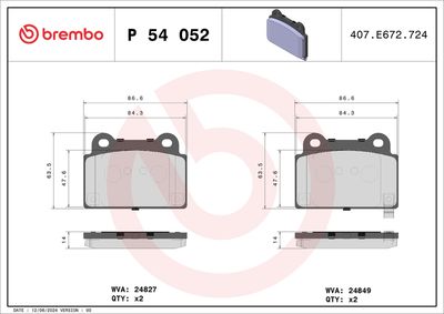 BREMBO BRAKE PAD FOR MITSUBISHI,  REAR