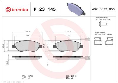 BREMBO BRAKE PAD FOR ALFA ROMEO/CHRYSLER/FIAT/LANCIA,  FRONT